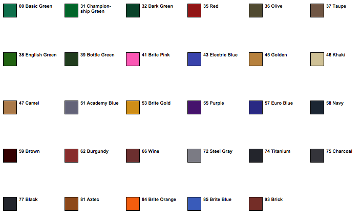 Championship Cloth Color Chart